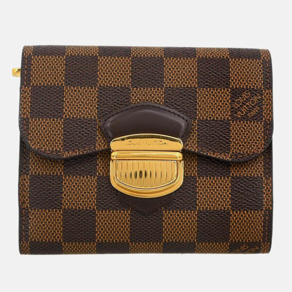 luxury-women-louis-vuitton-used-handbags-p1168719-002 Louis Vuitton Portefeuille Joy Brown Damier Canvas Trifold Wallet