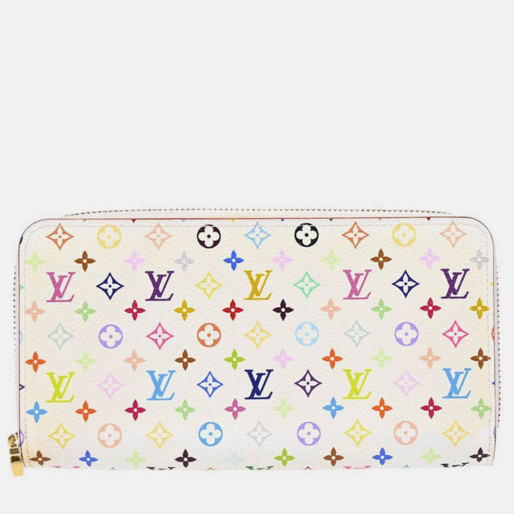 luxury-women-louis-vuitton-used-handbags-p1168730-004 Louis Vuitton Zippy White Multicolor Canvas Wallet