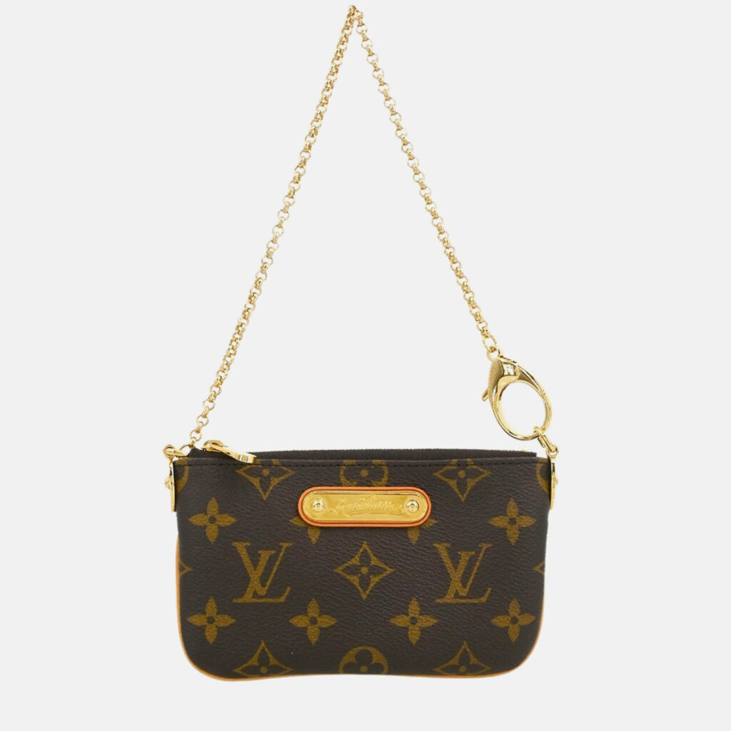 luxury-women-louis-vuitton-used-handbags-p1168733-010 Louis Vuitton Pochette Milla PM Brown Monogram Canvas Clutch Bag