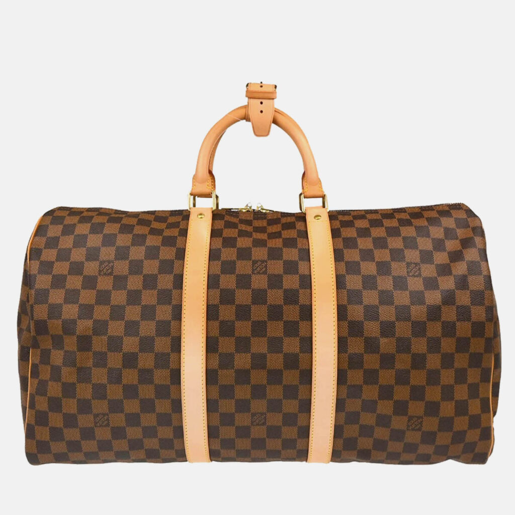 luxury-women-louis-vuitton-used-handbags-p1168759-008 Louis Vuitton Keepall 50 Brown Damier Travel Bag