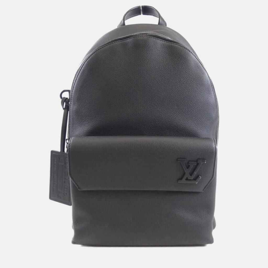 luxury-women-louis-vuitton-used-handbags-p1170048-009 Louis Vuitton Take Off Aerogram Black Leather Backpack