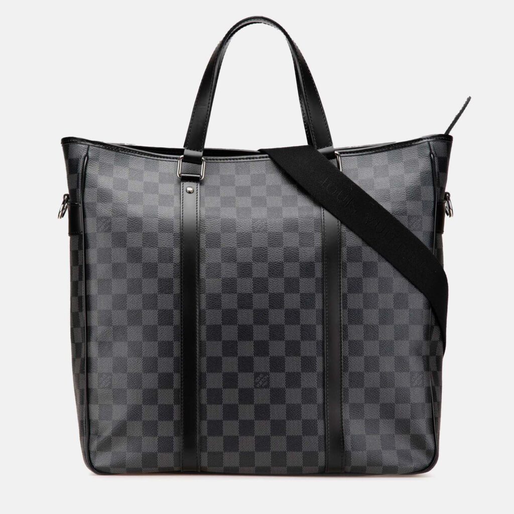 luxury-women-louis-vuitton-used-handbags-p1170485-002 Louis Vuitton Black Damier Graphite Tadao Bag PM