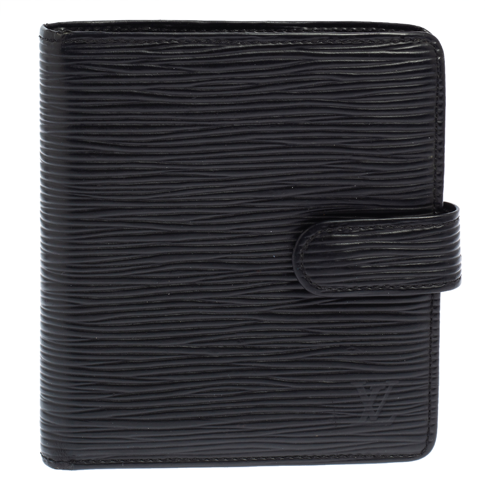 luxury-women-louis-vuitton-used-handbags-p465174-006 Louis Vuitton Black Epi Leather Compact Wallet