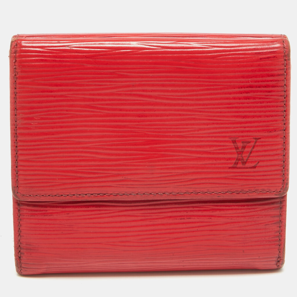 luxury-women-louis-vuitton-used-handbags-p703434-004-1 Louis Vuitton Red Epi Leather Elise Wallet