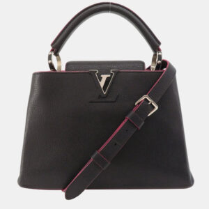 Louis Vuitton Black/Pink Leather Capucines BB Top Handle Bag