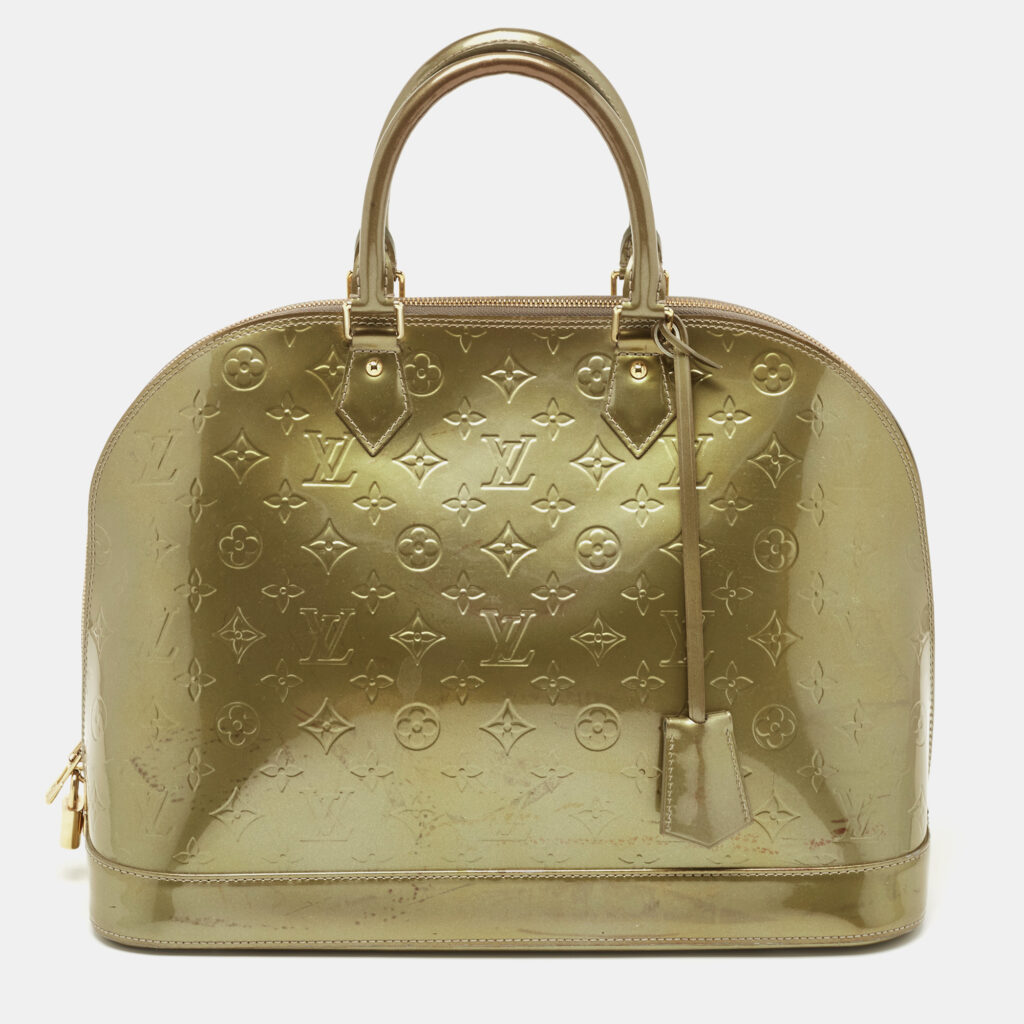 luxury-women-louis-vuitton-used-handbags-p864458-001 Louis Vuitton Vert Olive Monogram Vernis Leather Alma GM Bag