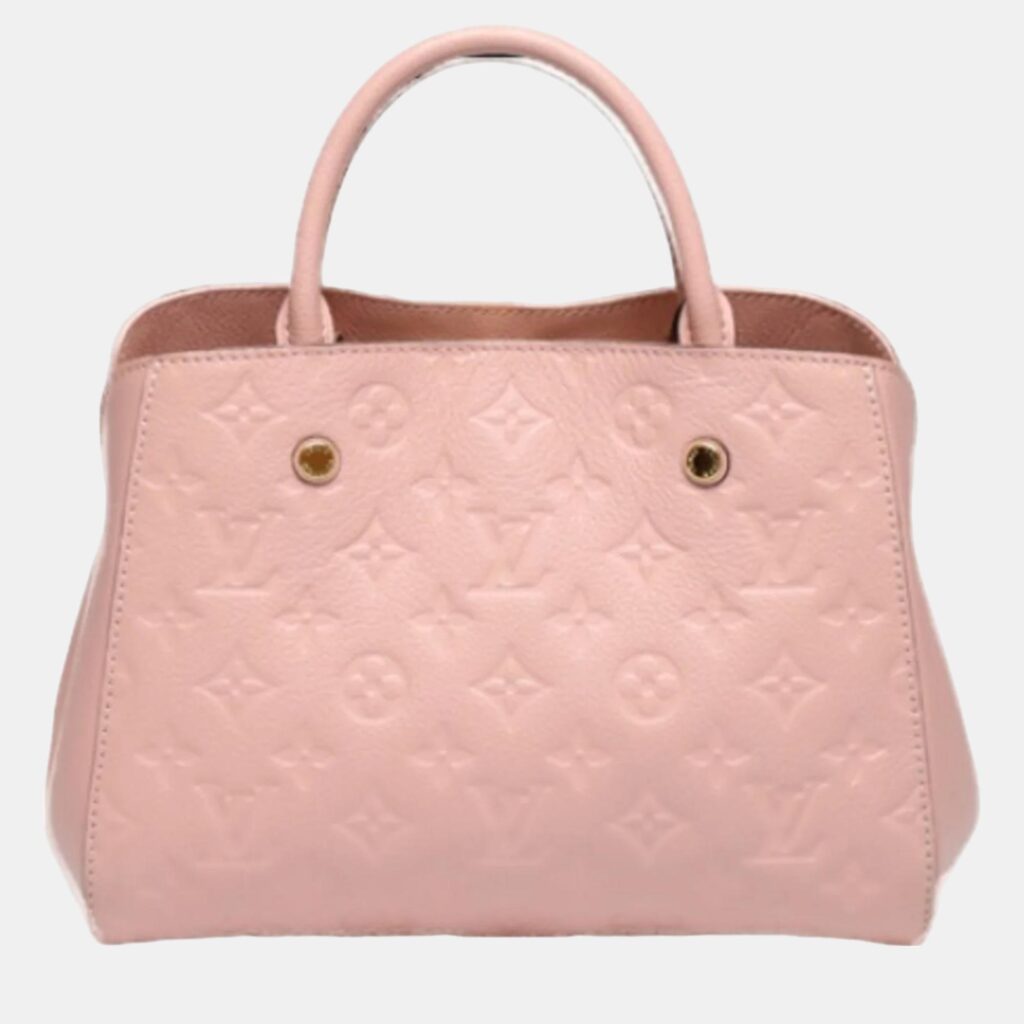 luxury-women-louis-vuitton-used-handbags-p936973-002 Louis Vuitton Rose Poudre Empreinte BB Leather Montaigne Satchel