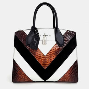Louis Vuitton Black Leather City Steamer MM Top Handle Bag