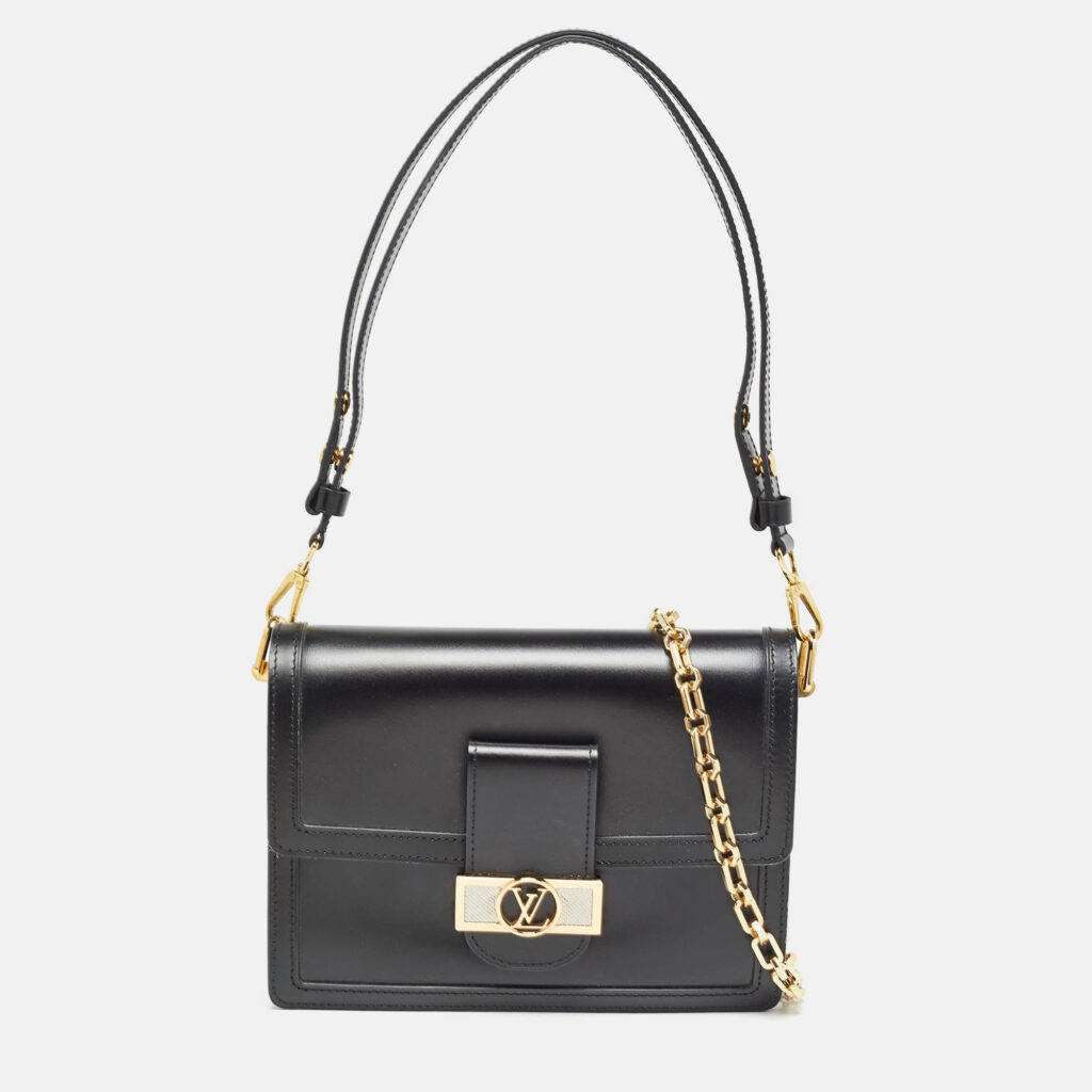 luxury-women-louis-vuitton-used-handbags-p981373-015 Louis Vuitton Black Leather Dauphine MM Bag