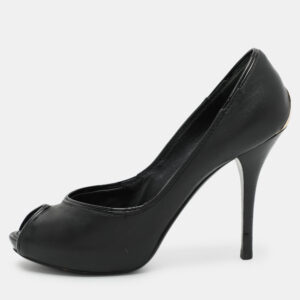 Louis Vuitton Black Leather Peep Toe Pumps Size 38