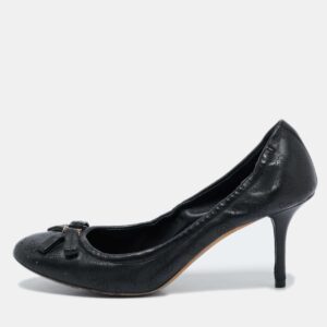louis vuitton black monogram perforated leather elba pumps size 37