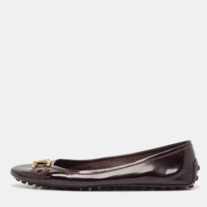 Louis Vuitton Burgundy Patent Leather Oxford Ballet Flats Size 38