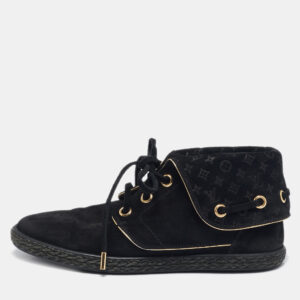 Louis Vuitton Black Monogram Suede Cape Sneakers Size 36