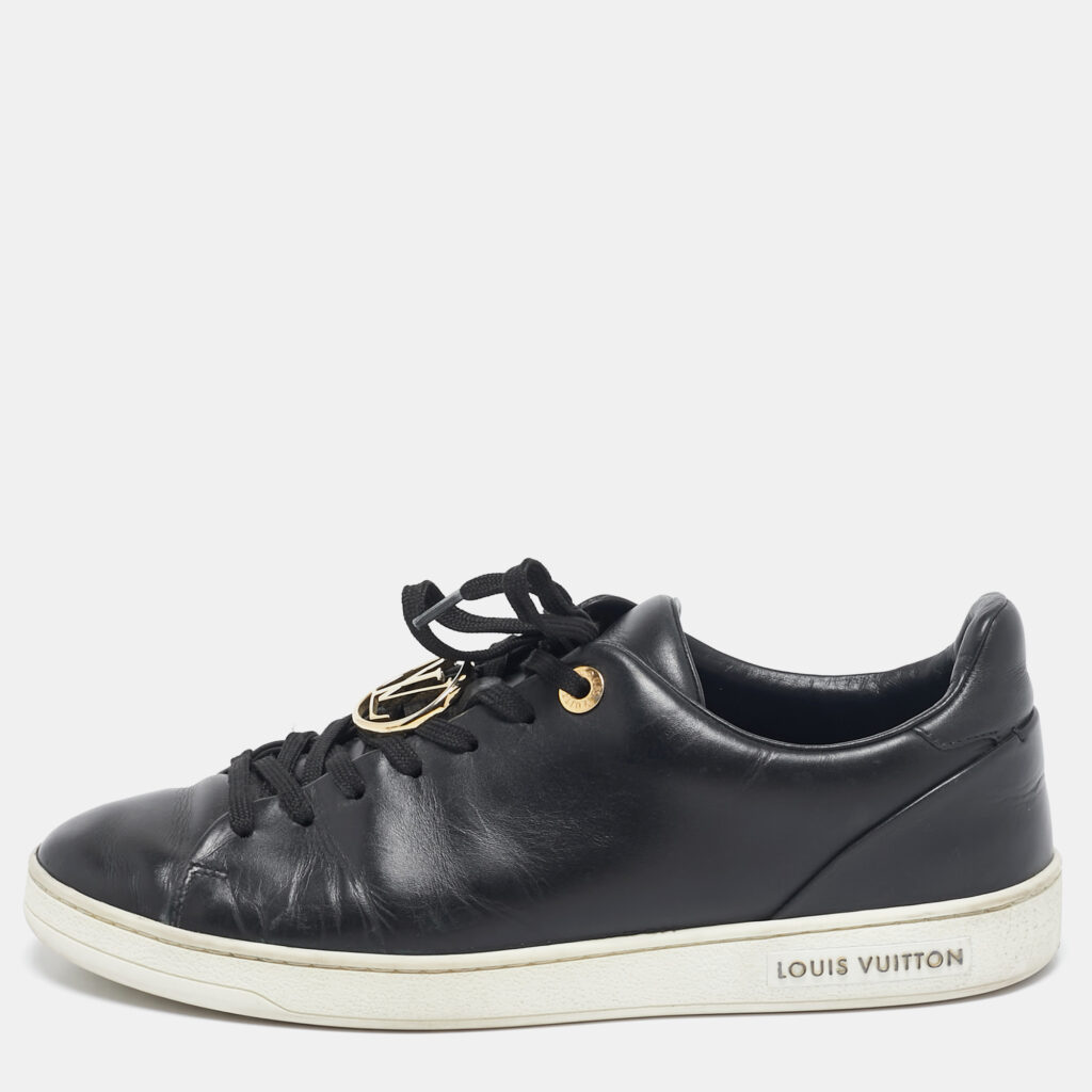 luxury-women-louis-vuitton-used-shoes-p1108751-009 Louis Vuitton Black Leather Frontrow Sneakers Size 38.5