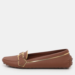 Louis Vuitton Brown Leather Oxford Slip On Loafers Size 37