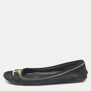Louis Vuitton Black Suede Oxford Ballet Flats Size 39.5