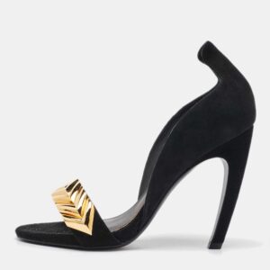 Louis Vuitton Black Suede V Symphony Sandals Size 36.5