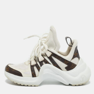 Louis Vuitton White Mesh, Leather and Monogram Canvas Archlight Sneakers Size 37