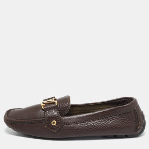 Louis Vuitton Brown Leather Oxford Slip On Loafers Size 38