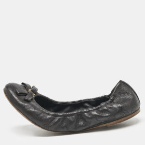 Louis Vuitton Black Monogram Leather Elba Scrunch Ballet Flats Size 39