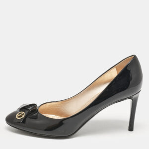 Louis Vuitton Black Patent Leather Bow Fiance Pumps Size 36.5