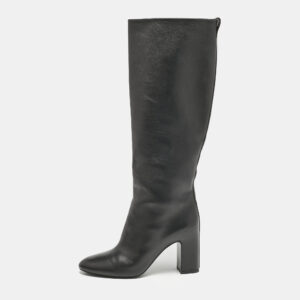 Louis Vuitton Black Leather Donna Knee Length Boots Size 39