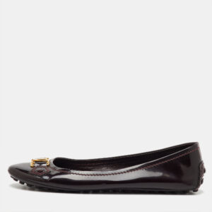 Louis Vuitton Burgundy Patent Leather Oxford Ballet Flats Size 37
