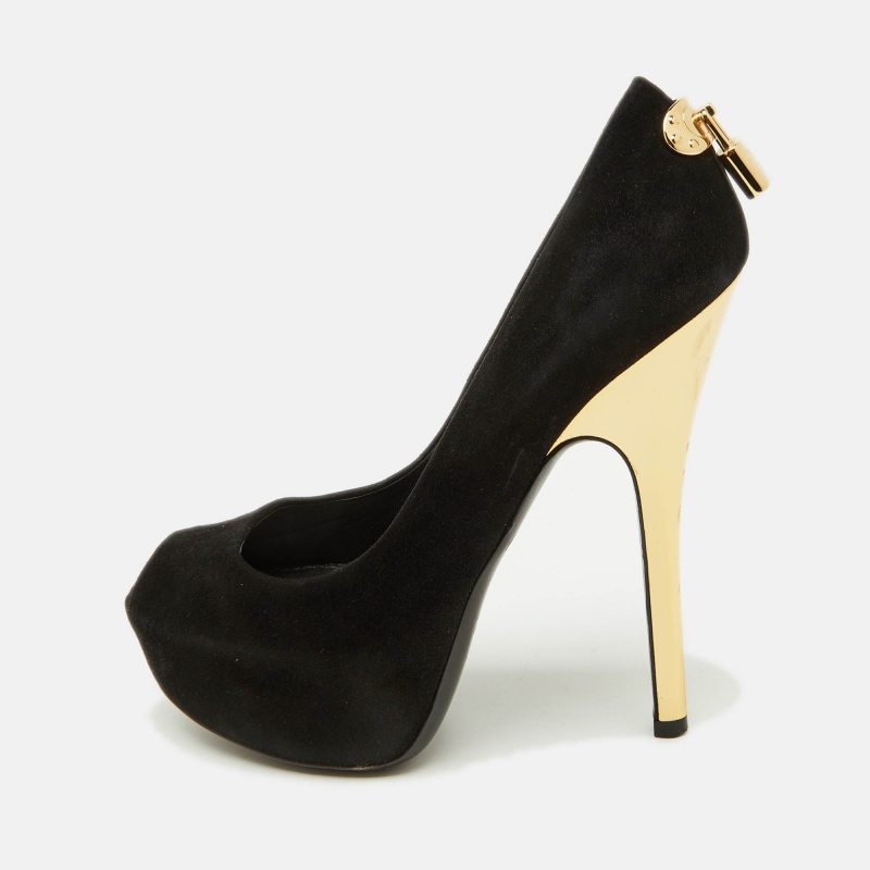 luxury-women-louis-vuitton-used-shoes-p1152644-1747284873-009 Louis Vuitton Black Suede Oh Really! Platform Peep Toe Pumps Size 35