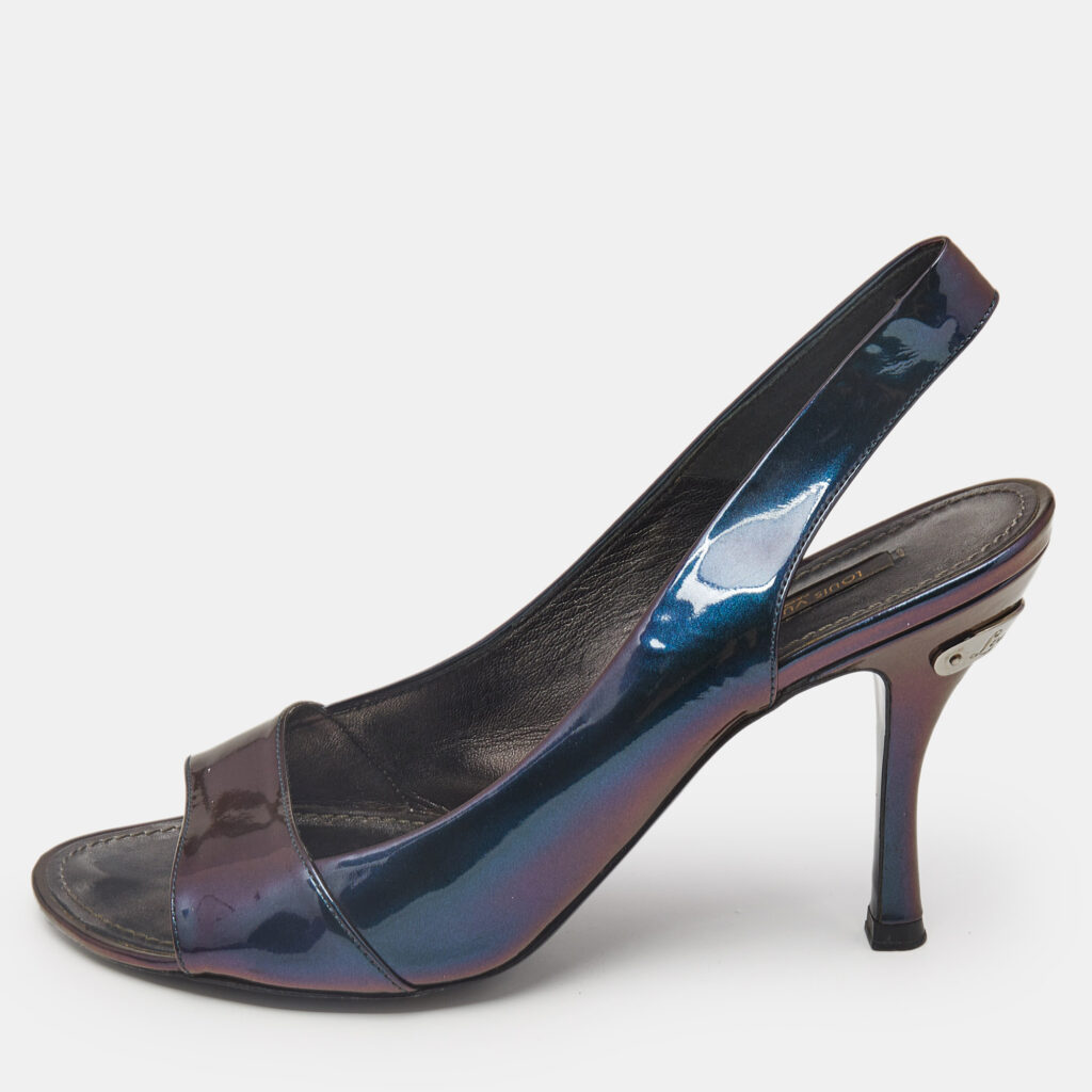 Louis Vuitton Iridescent Patent Leather Peep Toe Pumps Size 38.5