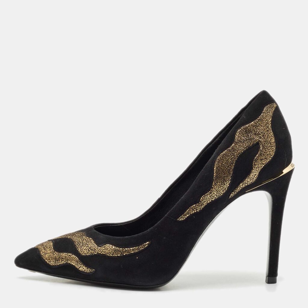 luxury-women-louis-vuitton-used-shoes-p1154468-003 Louis Vuitton Black Suede fetish Pumps Size 37.5