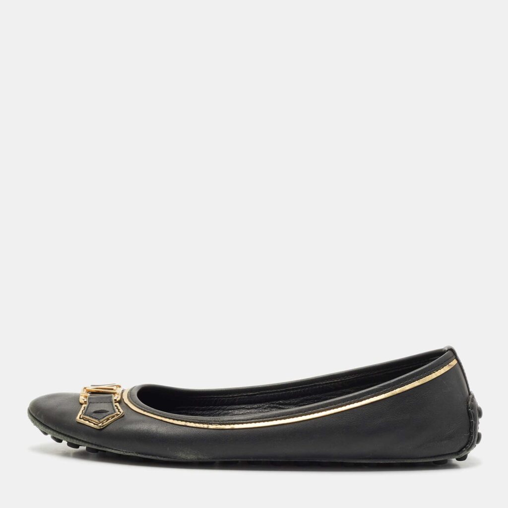 luxury-women-louis-vuitton-used-shoes-p1156291-003 Louis Vuitton Black Leather Oxford Ballet Flats Size 40