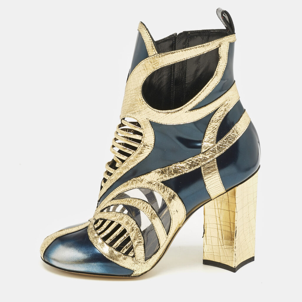 luxury-women-louis-vuitton-used-shoes-p1157238-006 Louis Vuitton Multicolor Infrarouge Glazed Leather Queen Of Hearts Booties Size 38