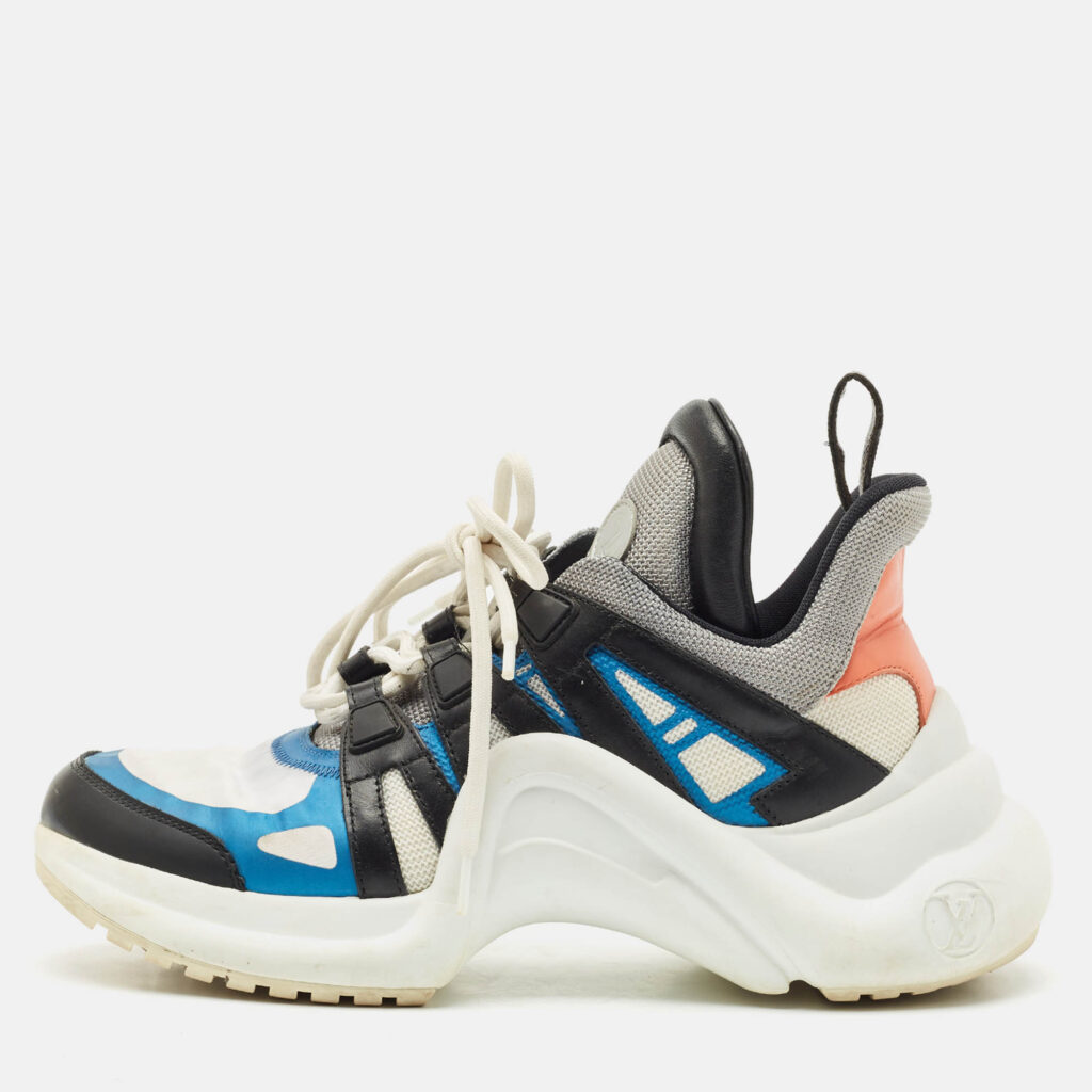 luxury-women-louis-vuitton-used-shoes-p1158148-010.jpg Louis Vuitton Multicolor Leather and Mesh LV Archlight Sneakers Size 38