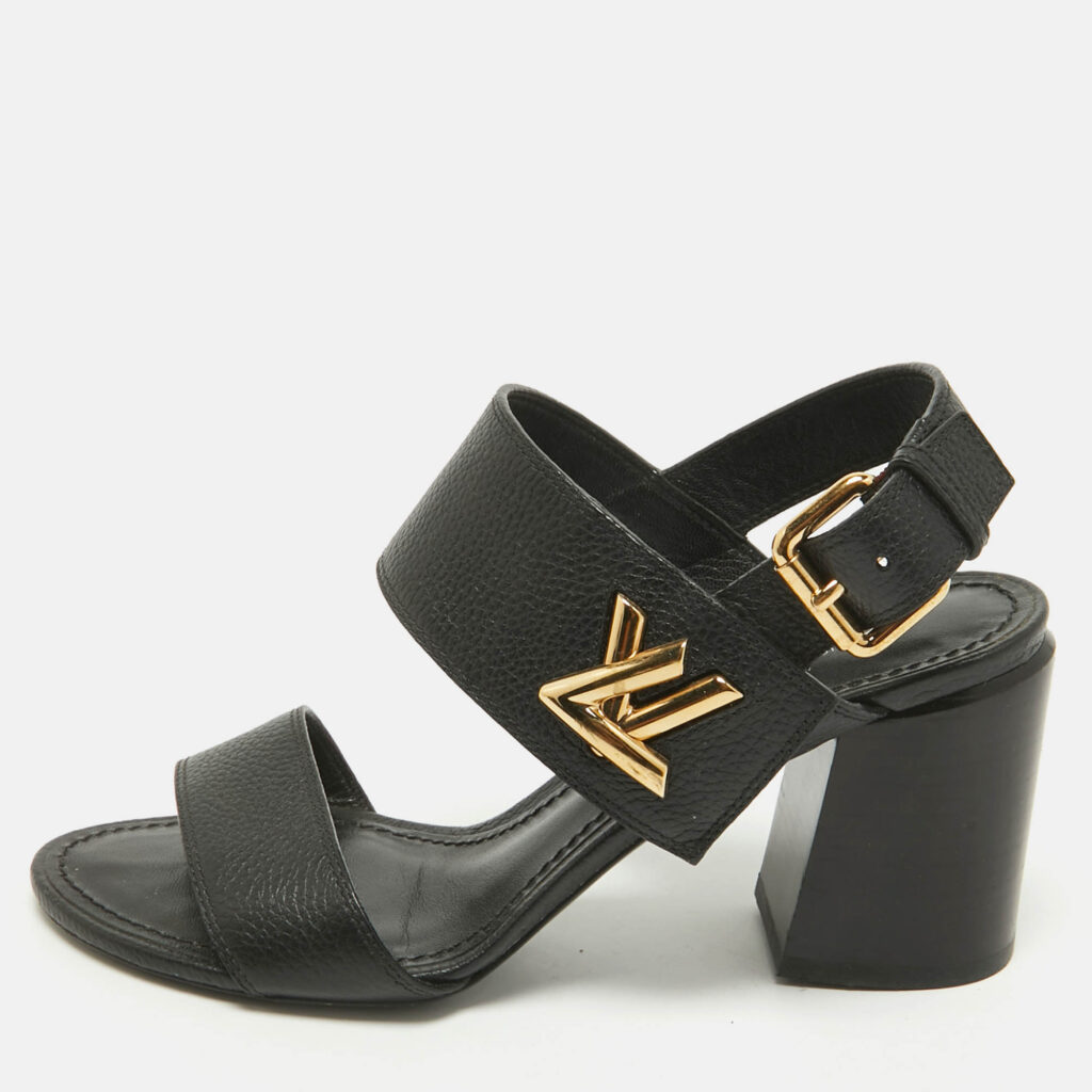 luxury-women-louis-vuitton-used-shoes-p1159784-010 Louis Vuitton Black Leather Horizon Slingback Sandals Size 35