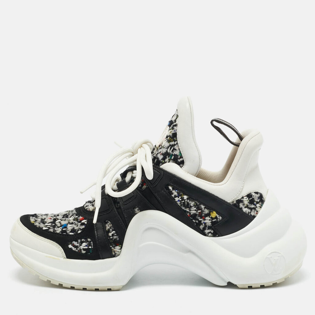 luxury-women-louis-vuitton-used-shoes-p1160465-010.jpg Louis Vuitton Multicolor Tweed and Leather Archlight Sneakers Size 37