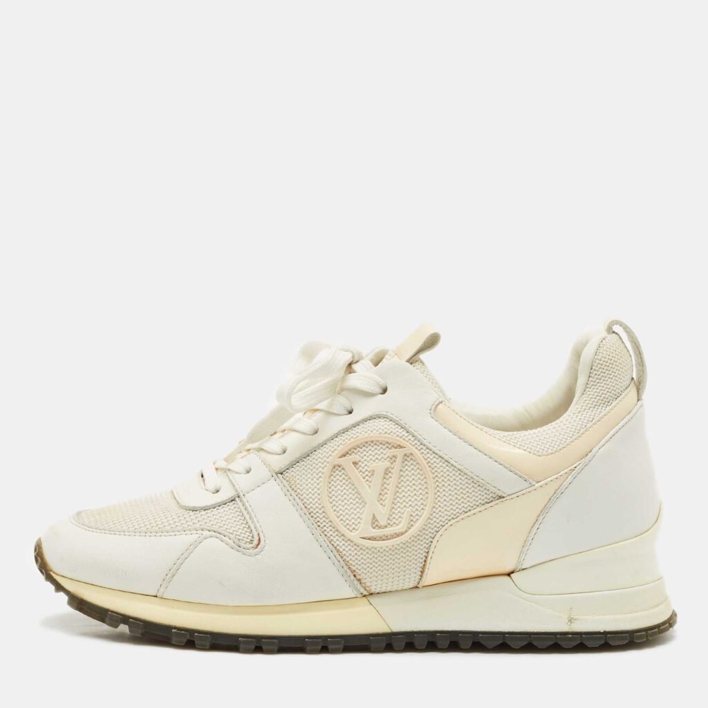 luxury-women-louis-vuitton-used-shoes-p1162762-003 Louis Vuitton White/Cream Leather and Mesh Run Away Low Top Sneakers Size 35.5