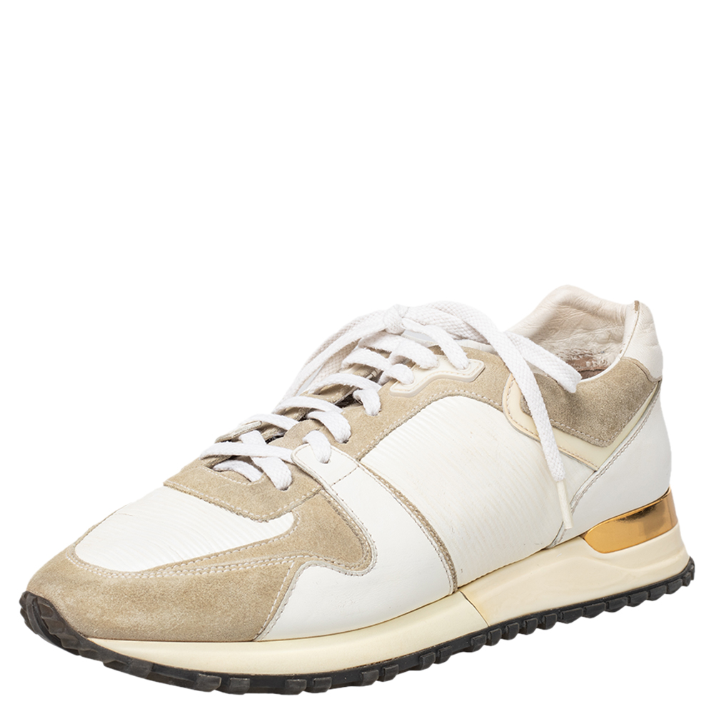 luxury-women-louis-vuitton-used-shoes-p466174-004 Louis Vuitton White/Grey Suede And Leather Run Away Low Top Sneakers Size 37