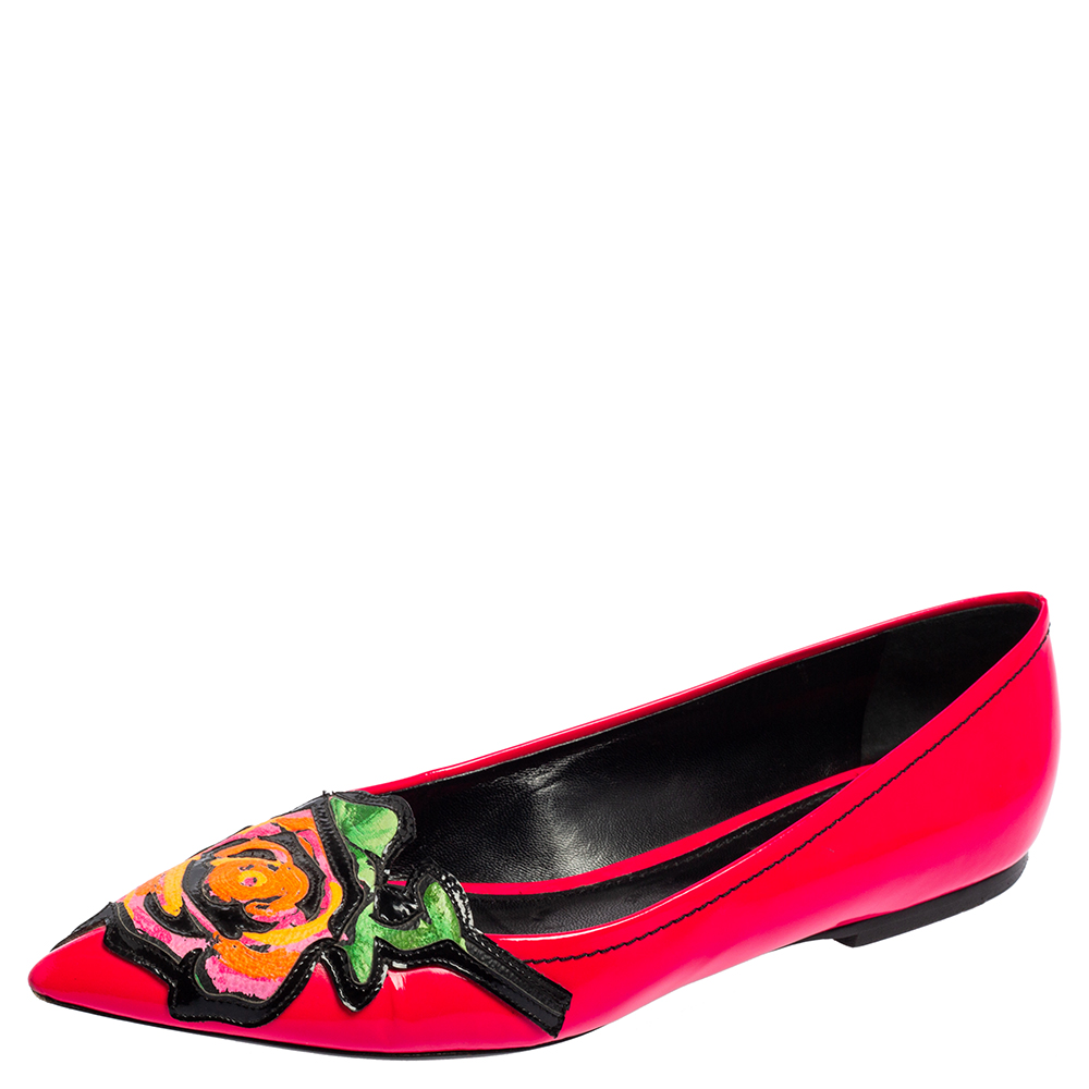 luxury-women-louis-vuitton-used-shoes-p551275-004-2 Louis Vuitton Pink Patent Leather Stephen Sprouse Rose Pointed Toe Flat Pumps Size 37