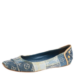 Louis Vuitton Blue Monogram Denim Ballet Flats Size 37