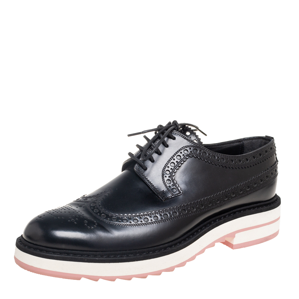 luxury-women-louis-vuitton-used-shoes-p589425-004-2 Louis Vuitton Black Brogue Leather Lace Up Derby Size 37.5