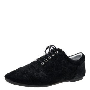 Louis Vuitton Black/Silver Glitter Suede Lace Up Oxfords Size 39