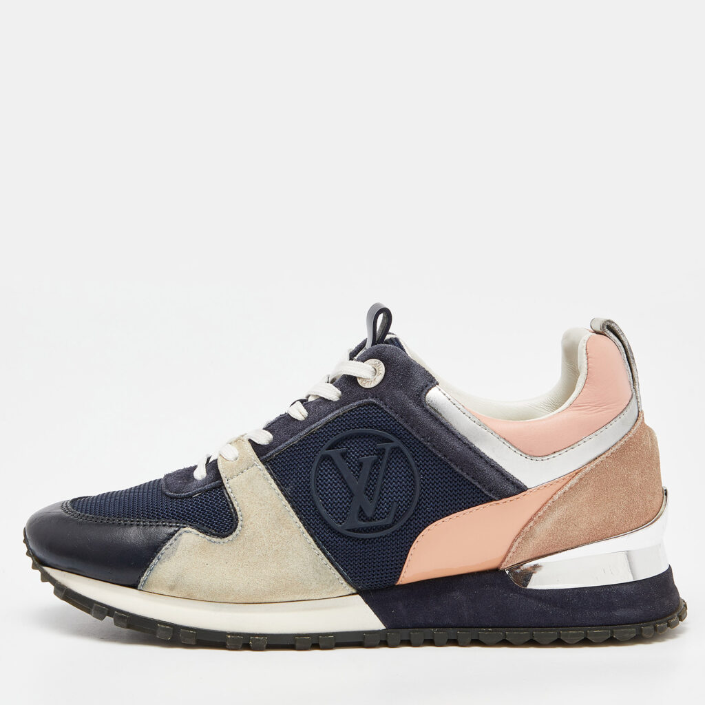 luxury-women-louis-vuitton-used-shoes-p863341-002 Louis Vuitton Multicolor Suede and Mesh Run Away Sneakers Size 37.5