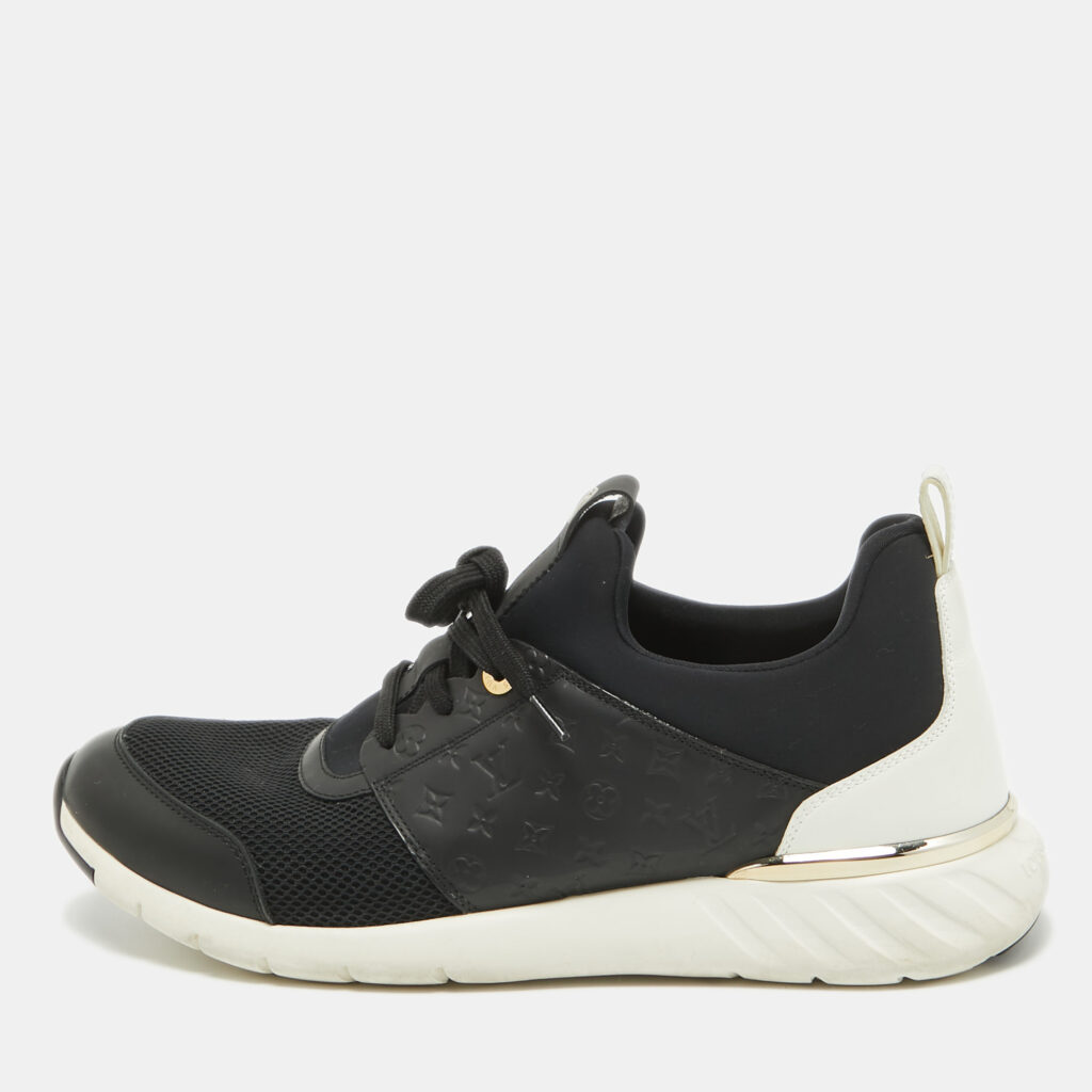 luxury-women-louis-vuitton-used-shoes-p918256-001 Louis Vuitton Black Mesh and Leather Trainer Sneakers Size 40