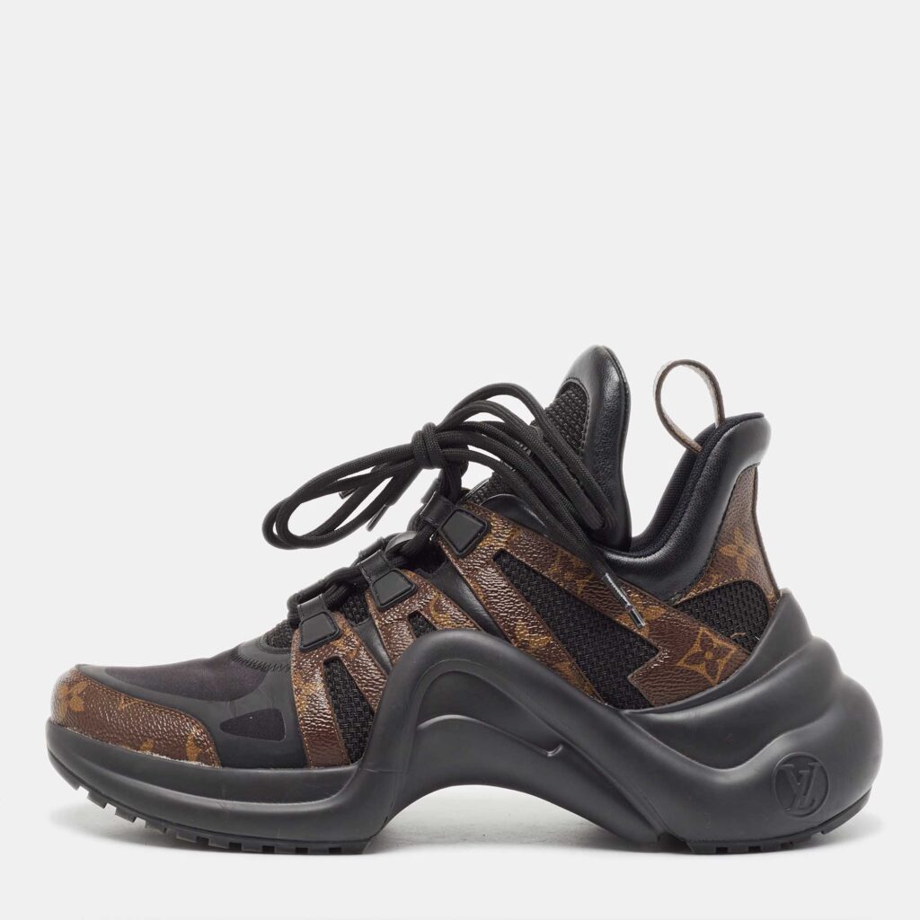 luxury-women-louis-vuitton-used-shoes-p918682-003 Louis Vuitton Black/Brown Nylon, Leather Archlight Sneakers Size 40