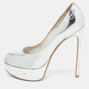 Louis Vuitton Silver Leather Eyeline Pumps Size 37.5