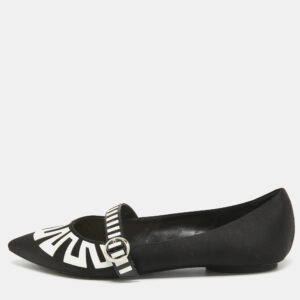 Louis Vuitton Black Satin Buckle Ballet Flats Size 37