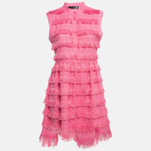 Love Moschino Pink Cotton Fringed Detail Shirt Dress M