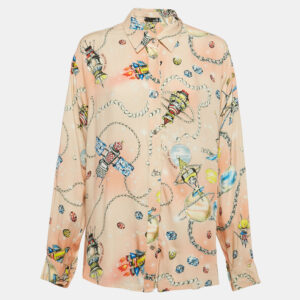 Love Moschino Multicolor Viscose Button Front Oversized Shirt M