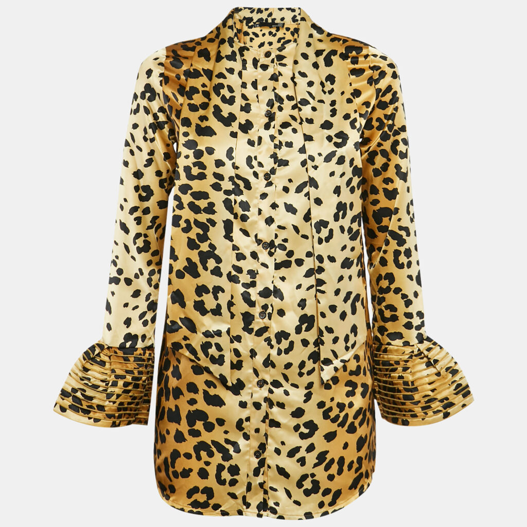 luxury-women-love-moschino-used-clothes-p1107830-001 Love Moschino Brown Leopard Print Satin Mini Dress S