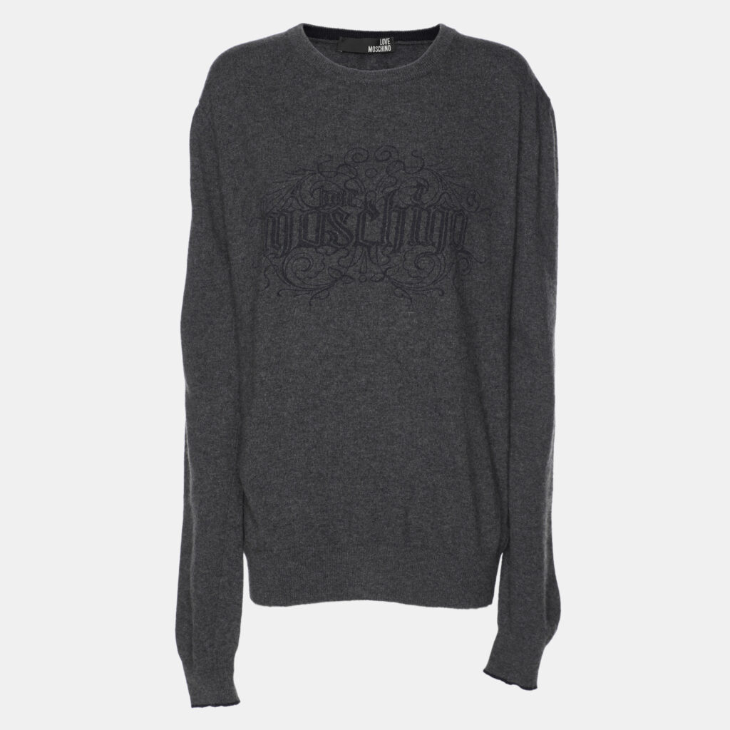 luxury-women-love-moschino-used-clothes-p1110851-001 Love Moschino Dark Grey Wool Sweatshirt XXL